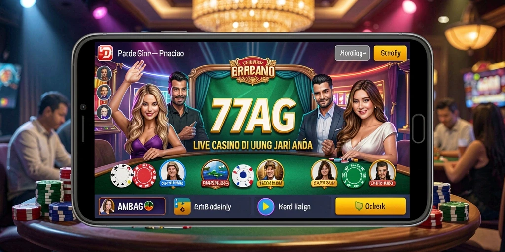 Tampilan gameplay Live Casino yang memukau di 77AG.