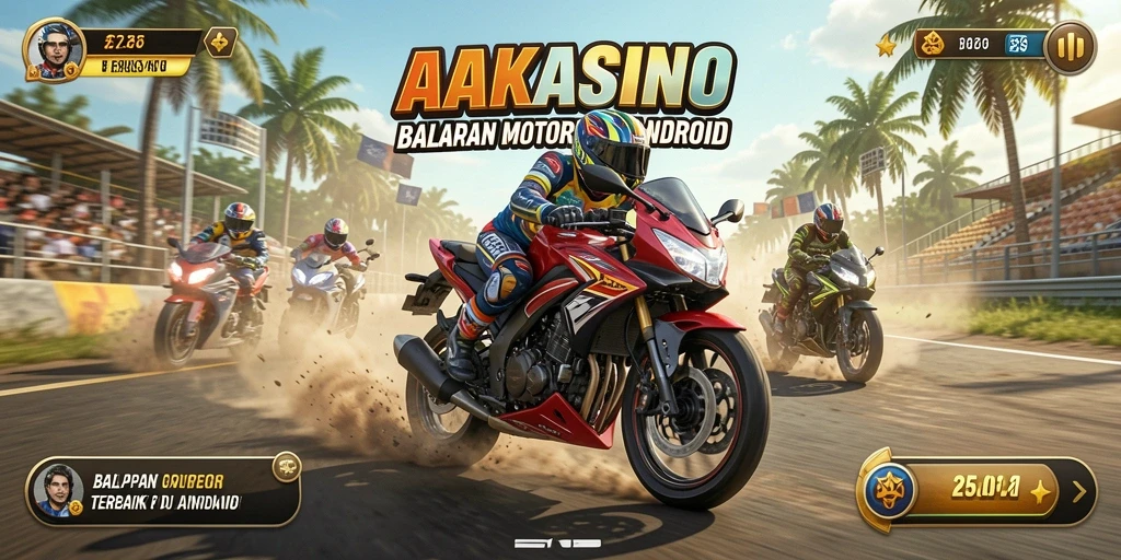 Gameplay seru AAKASINO menampilkan balapan motor yang mendebarkan.