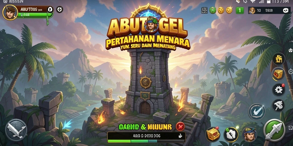 Tampilan gameplay seru ABUTOGEL yang penuh strategi Tower Defense.
