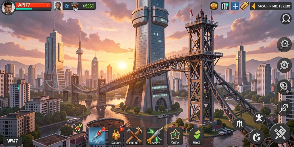 Screenshot gameplay API77 yang menunjukkan aksi menempatkan menara pertahanan.