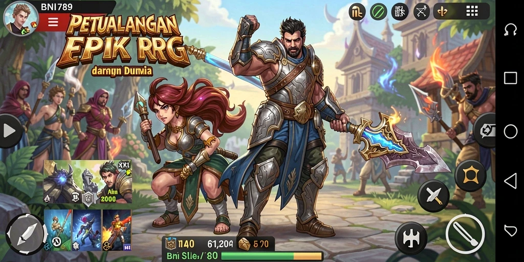 Tampilan gameplay RPG BNI789 yang menakjubkan dan penuh aksi.