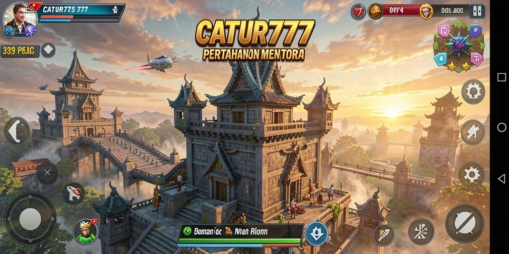 Tampilan seru gameplay CATUR777 dengan menara yang beragam.