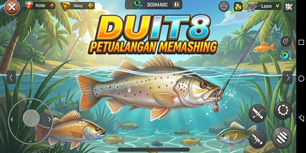 Tampilan gameplay menarik dari aplikasi memancing DUIT8.