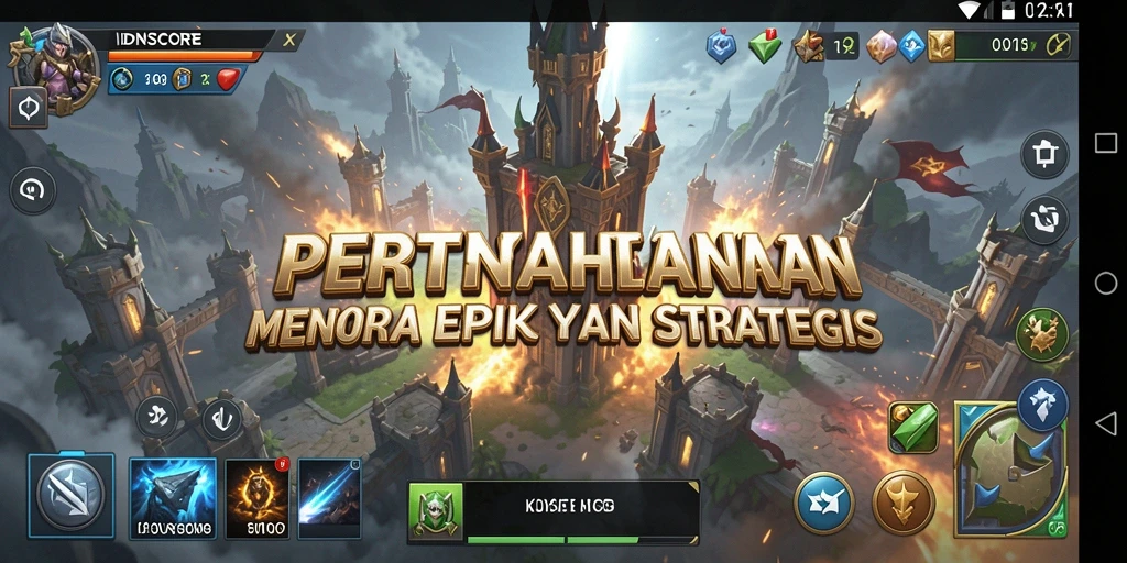 Tampilan gameplay IDNSCORE yang menegangkan dalam Tower Defense.