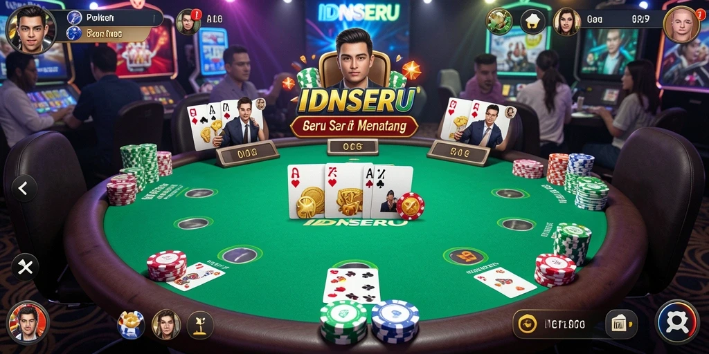 Tampilan gameplay poker yang seru dan interaktif.