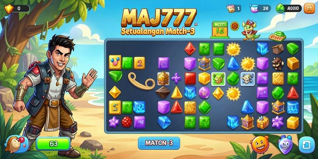 Tampilan gameplay seru dalam petualangan Match-3.