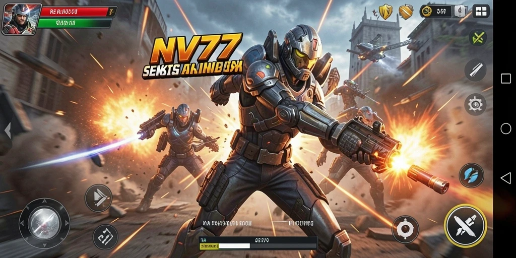 Tampilan dinamis gameplay NV77 yang seru dan penuh aksi.
