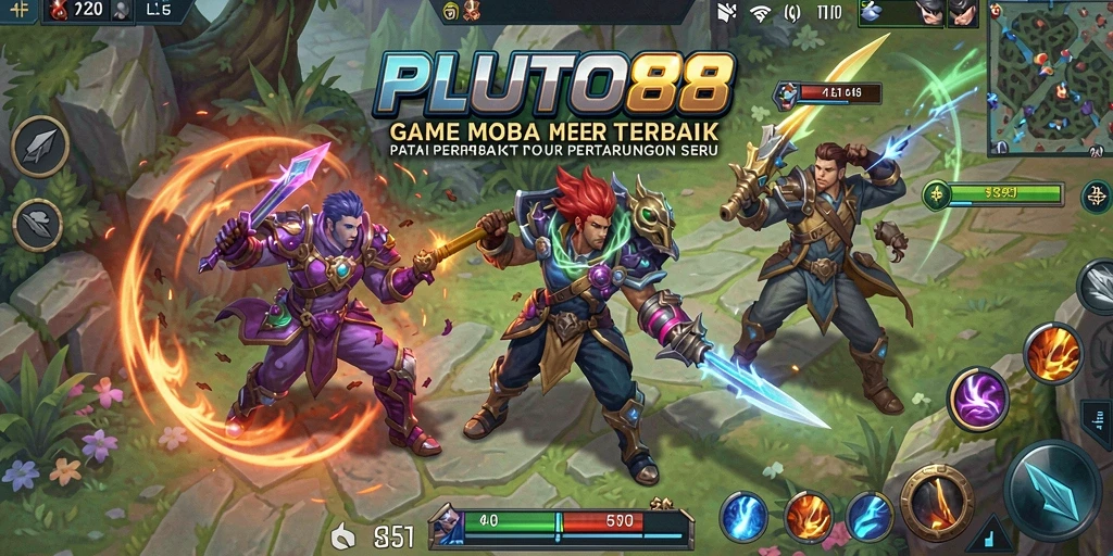 Tampilan gameplay MOBA yang menarik dan kompetitif di PLUTO88.