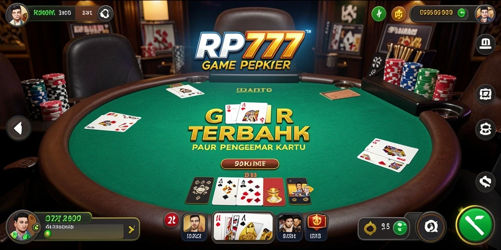 Screenshot permainan menunjukkan suasana turnamen Poker yang kompetitif.