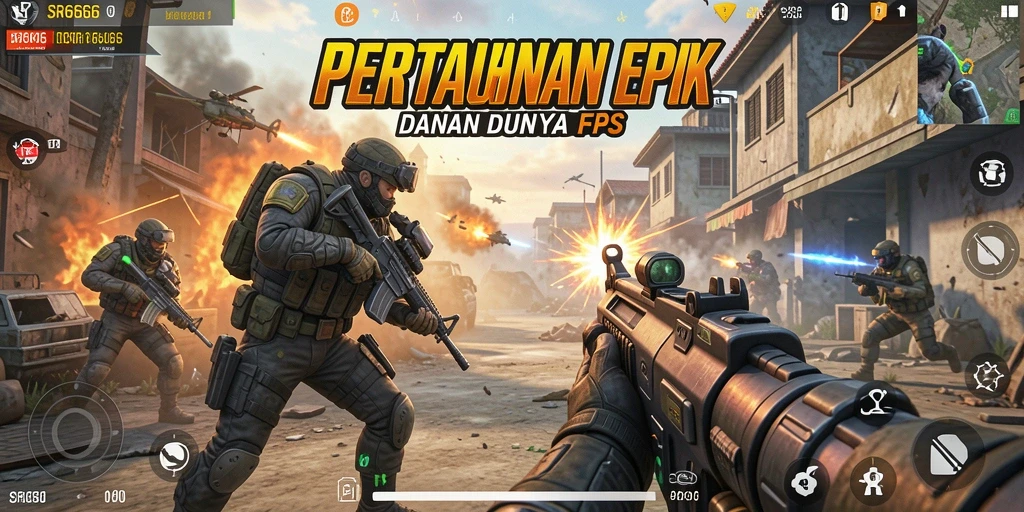 Screenshot utama dari gameplay SR6666 menampilkan aksi tembak-menembak yang intens.