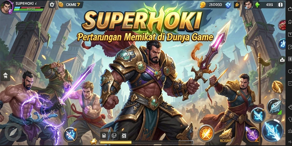 Tampilan gameplay SUPERHOKI dengan aksi pertarungan yang mendebarkan.