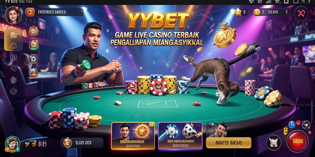 Tampilan warna-warni dari gameplay Live Casino yang menarik di YYBET.